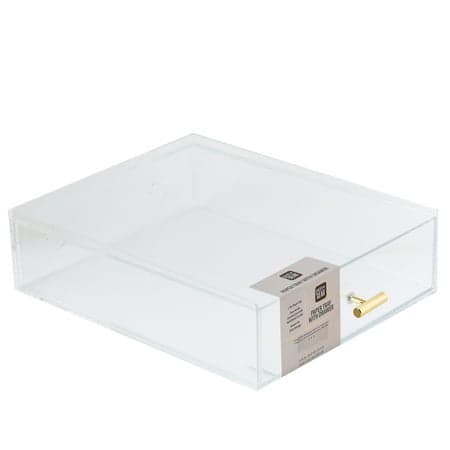 Pen+Gear Acrylic Paper Tray with Drawer, 3.54 in x 10.47 in x 13.5 in, Clear