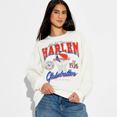 Women's Harlem Globetrotters Graphic Pullover Sweatshirt - White XXS