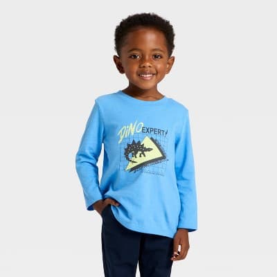 Toddler Boys' Long Sleeve Dino Expert Graphic T-Shirt - Cat & Jack™ Sky Blue 3T