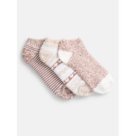 Joyspun Women's Double Layer Low Cut Lounge Socks, 3-Pack, Fits Shoe Sizes 4-10