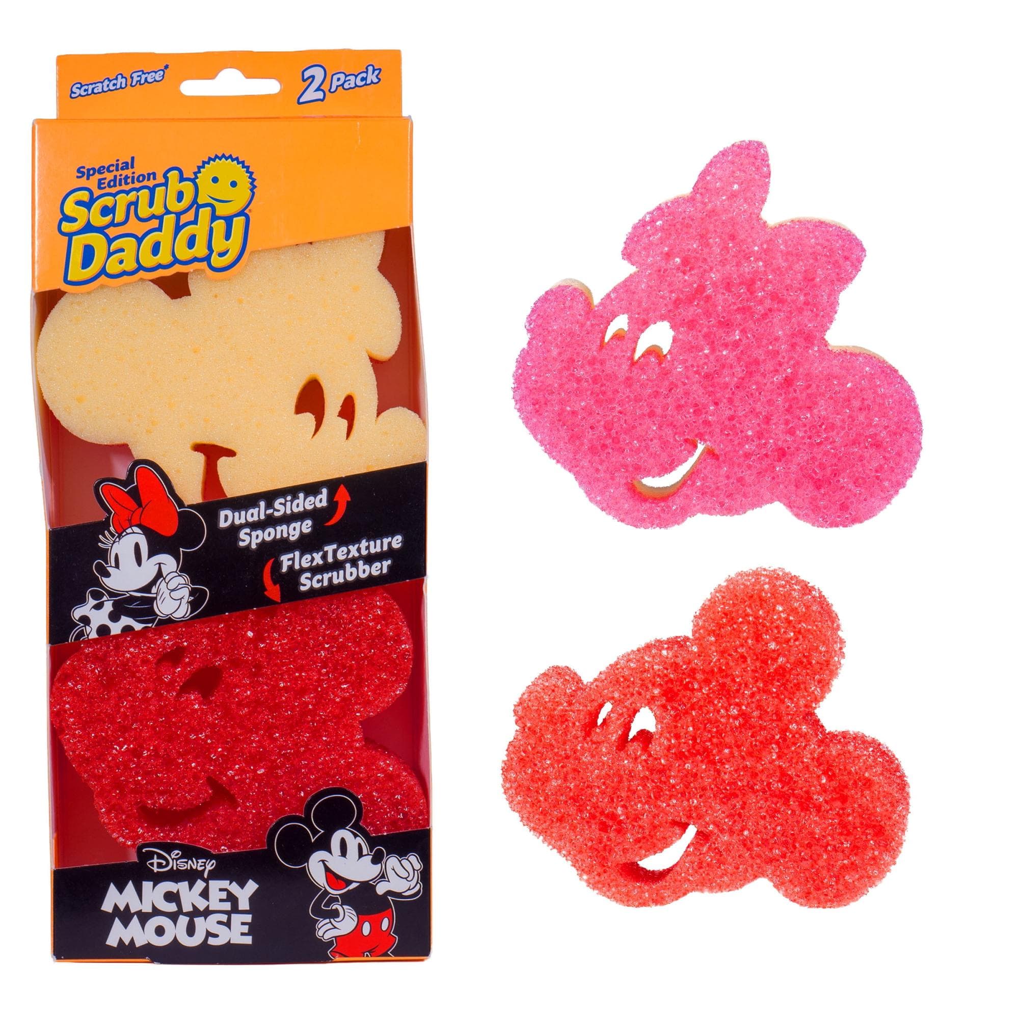 2-Pack Scrub Daddy: Disney Mickey & Minnie Mouse Non-Scratch Cleaning Sponges Walmart