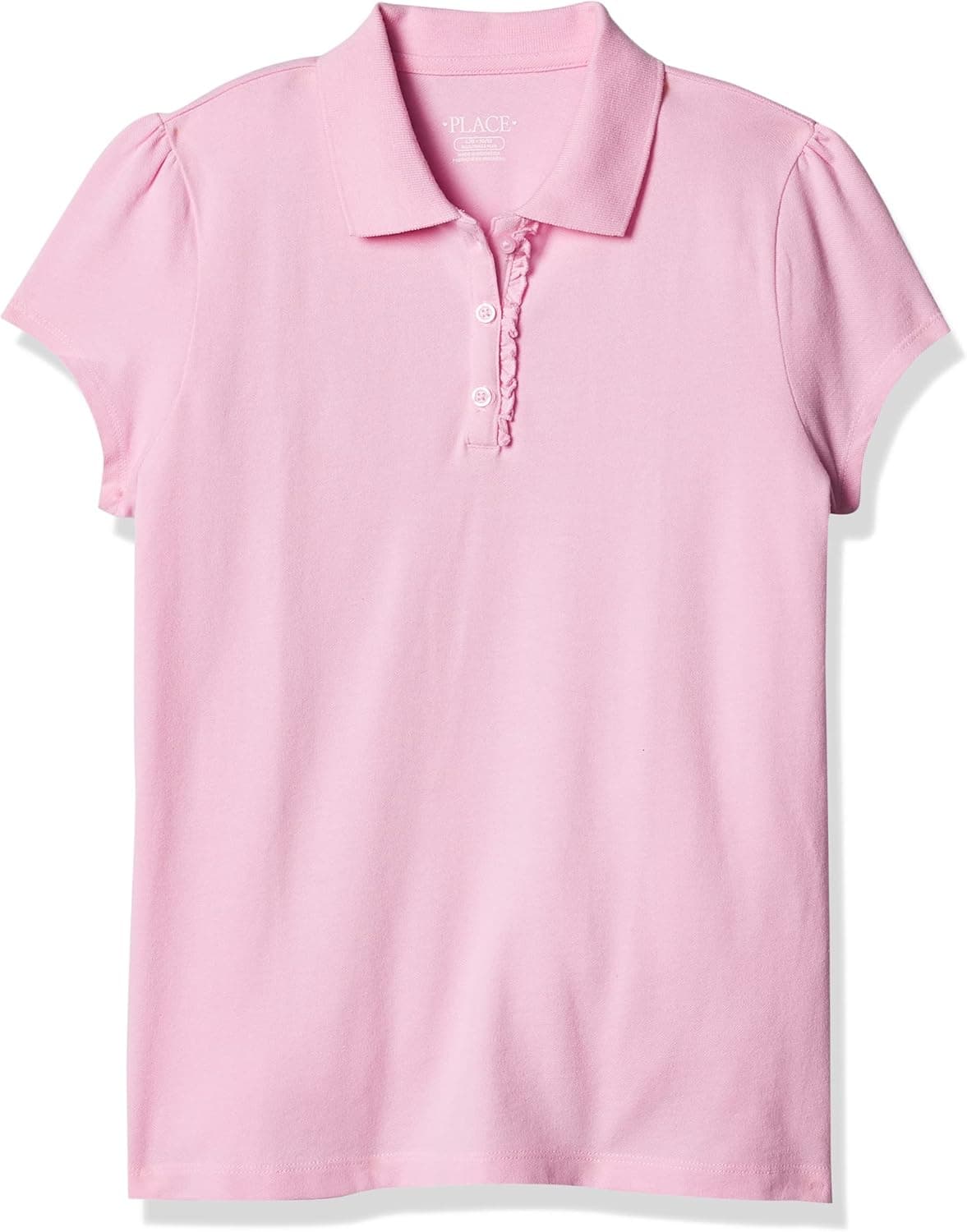 Girls Ruffle Pique Polo Shirt in Sparkle Pink