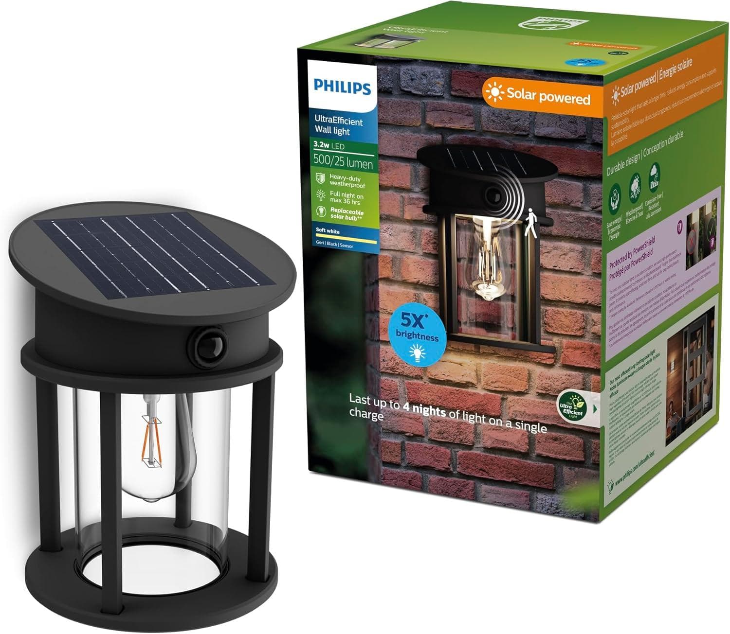Philips Solar LED Geri UltraEfficient Outdoor Wall Light Amazon