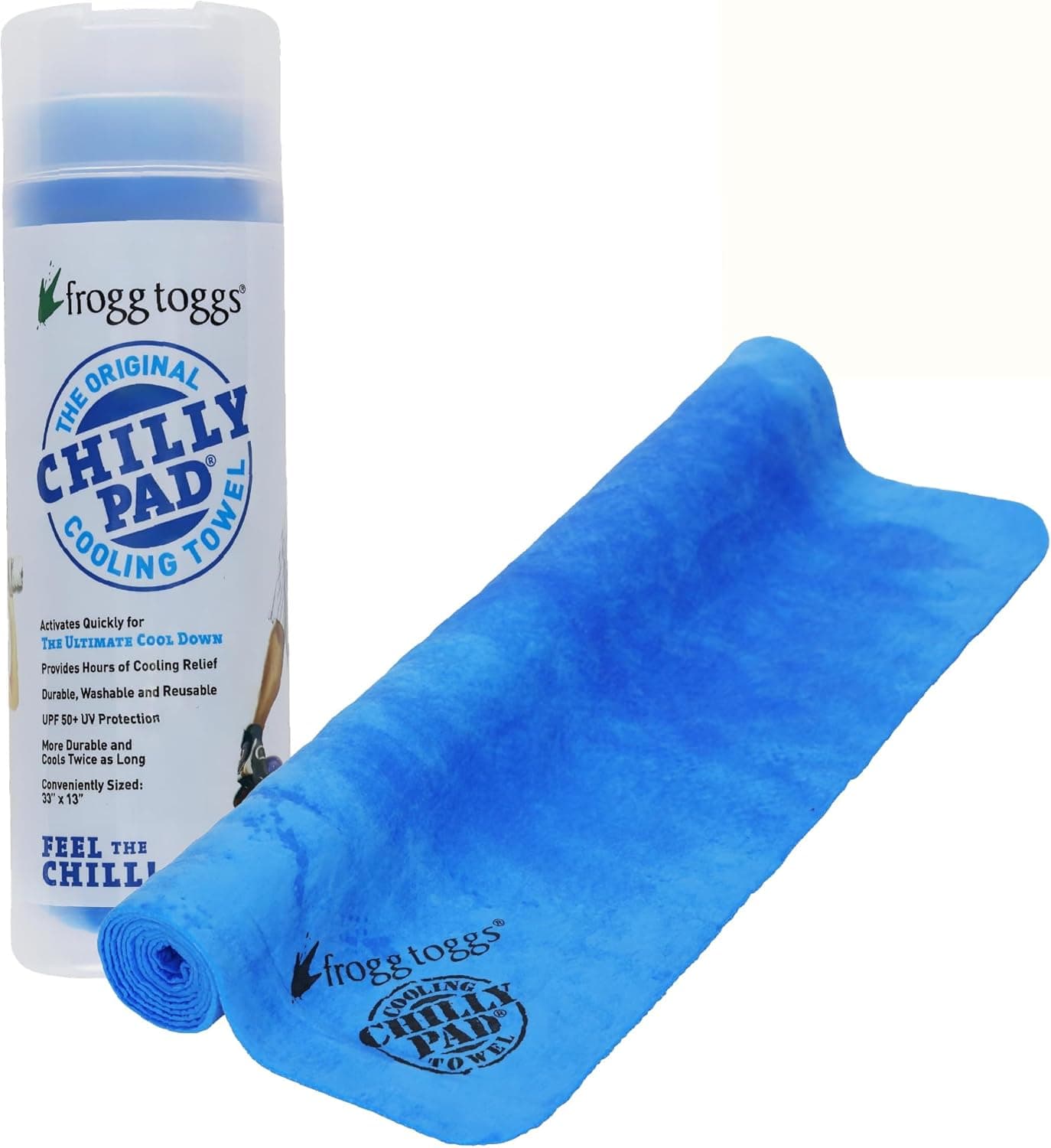 FROGG TOGGS Chilly Pad, Instant Cooling Towel, long lasting, reusable, Sports and Outdoors Neck Towel 33x13, Sky Blue