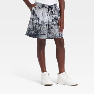 Boys' Palm Tree Print Mesh Shorts - art class™ Black L