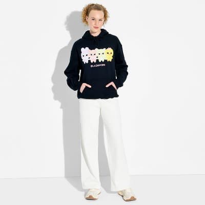 Women's Black Pink Deadline Graphic Hooded Pullover Sweatshirt - Black S