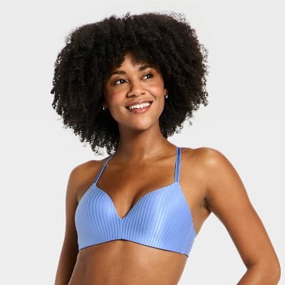 Women's Lightly Lined Wire Free Demi Bra - Auden™ Blue 34C