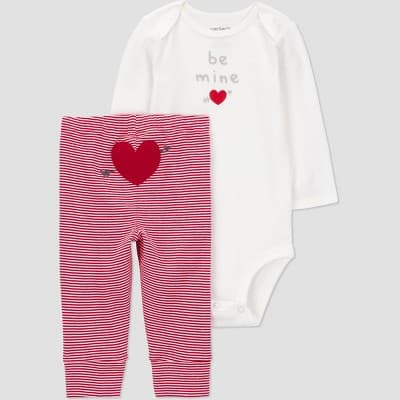 Carter's Just one you® Baby 2pc Valentines Day Be Mine Bodysuit and Pants Set - Red 12M