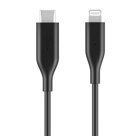 Auto Drive Lightning to USB C, 3" Charging & Data Sync Cable, MFI Certified, PVC, Black, Single pack