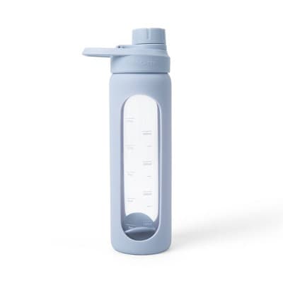 Blogilates 19oz Glass Protein Shaker Bottle with Silicone Sleeve - Blue