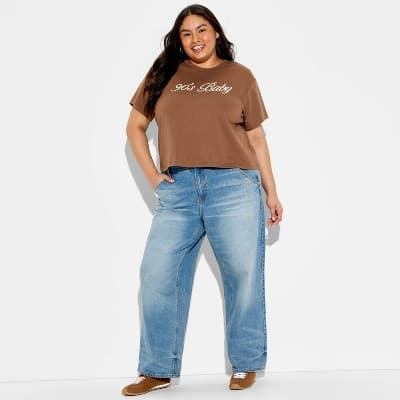Women's 90's Baby Short Sleeve Graphic T-Shirt - Brown 3X