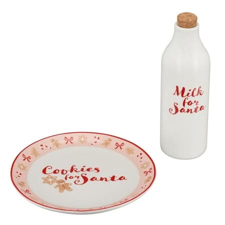 Festive Santa Cookie Plate & Milk Bottle Set - 80% Off