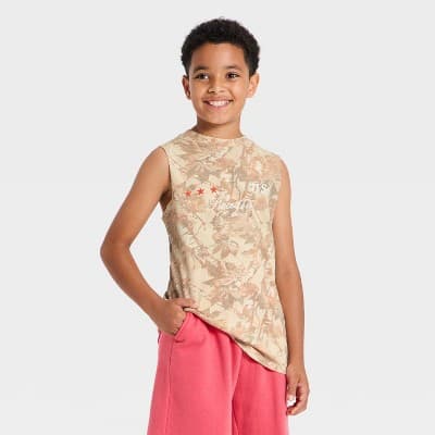 Grayson Threads Kids Boys' Camo America Graphic Tank Top - Brown XL