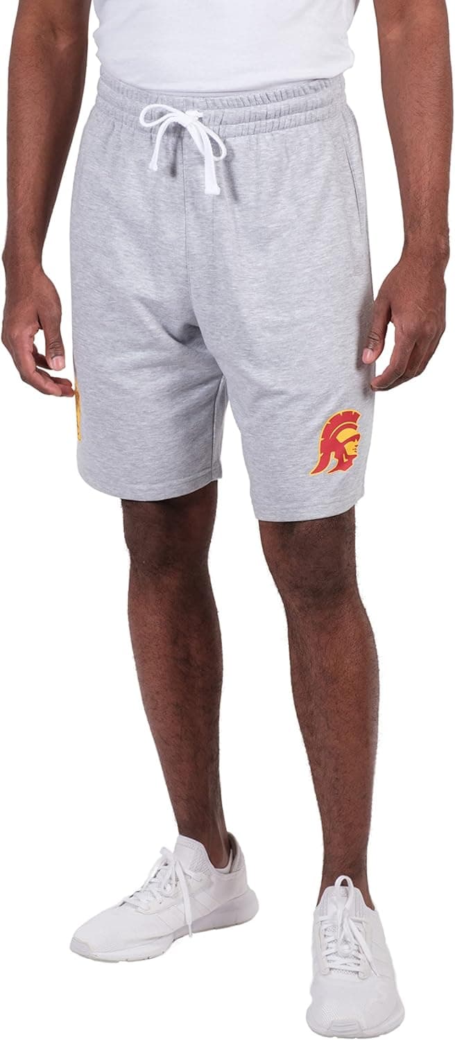 Ultra Game NCAA Men's Super-Soft French Terry Basketball Shorts, USC Trojan, Heather Gray, XX-Large