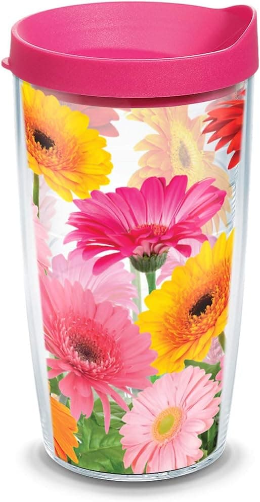 Tervis Insulated Tumbler with Gerbera Daisies - Keeps Drinks Hot or Cold