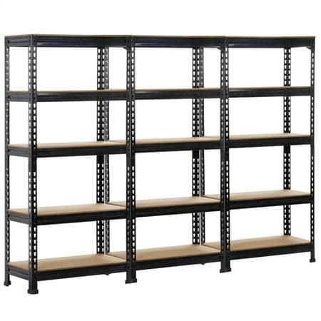Alden Design 3 Pack 5 Tiers Metal Storage Shelf, Black