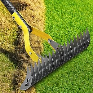 Dual-Head Lawn Thatch Rake: Sturdy 55" or 70" Handle