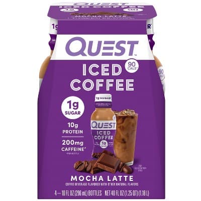 Quest Nutrition Mocha Latte Caffeinated Protein Iced Coffee - 4ct: Ready to Drink, High Protein, Liquid Form, 10g Protein Per Serving