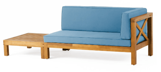 Noble House Elisha Acacia Wood Outdoor Loveseat and Coffee Table Set Walmart