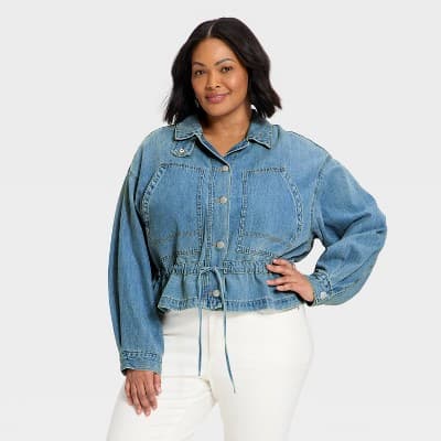 Women's Cinched Denim Jacket - Universal Thread™ Light Wash 4X