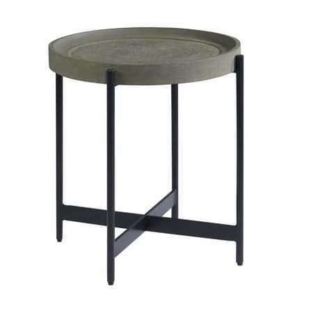 Alaterre Furniture Brookline Industrial Round Metal End Table, Gray/Black