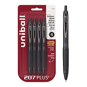 Smooth Writing with Uni-Ball 207+ Micro Gel Pens (4-Pack)