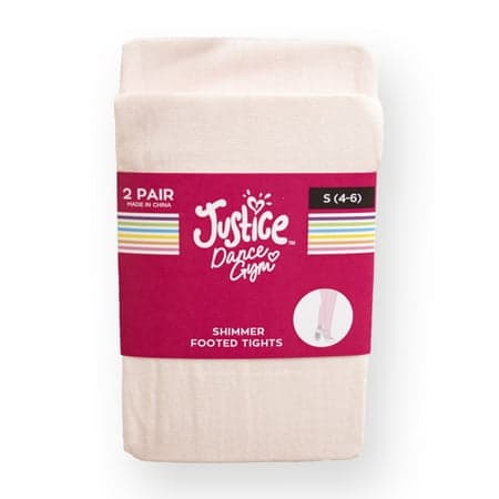 Justice Shimmer Footed Ballet Tights for Girls, Sizes 2-16, 2 Pairs