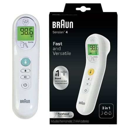 Braun No Touch Thermometer for Adults and Kids, 3-in-1 Digital Thermometer, BNT100US, White