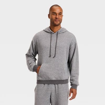 Men's Textured Knit Lounge Hoodie - Goodfellow & Co™ Gray M