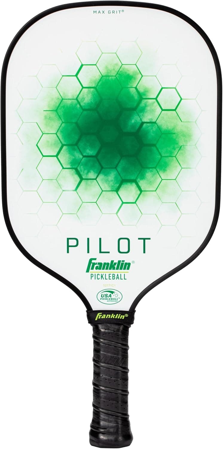 Franklin Sports Pickleball Paddle - Pilot Polypropylene Core Racket - Official USA Pickleball (USAPA) Approved Paddle - Lightweight Pro Racket - Green - 10mm Thick Core