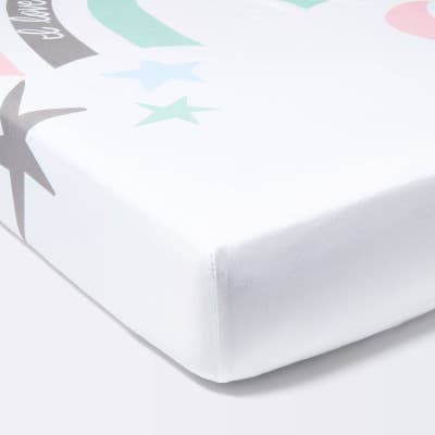 Fitted Crib Sheet Love to Dream Rainbow/Moon/Stars - Gray - Cloud Island™