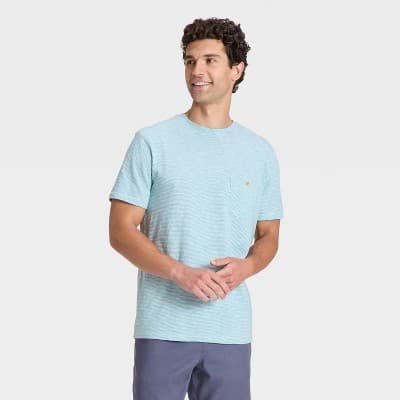 Men's Slub Pocket T-Shirt - Goodfellow & Co™ Blue Striped L