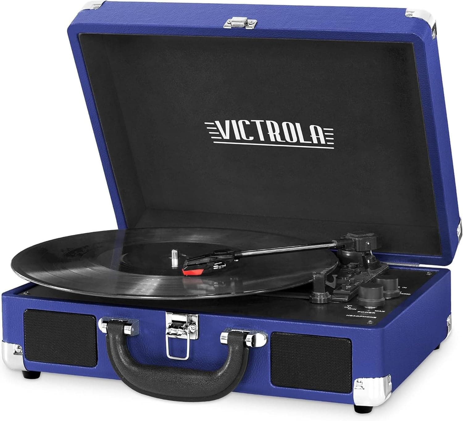 Portable Bluetooth Suitcase Record Player in Cobalt Blue