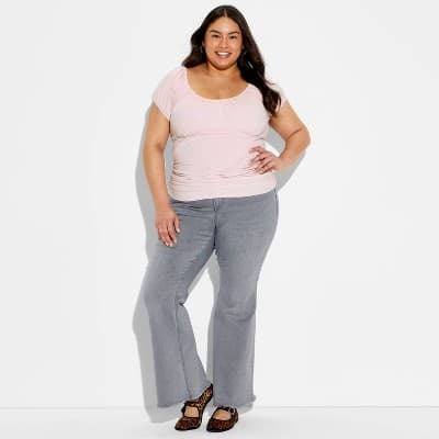 Women's Cap Sleeve Scoop Neck Emma Top - Wild Fable™ Light Pink XXL