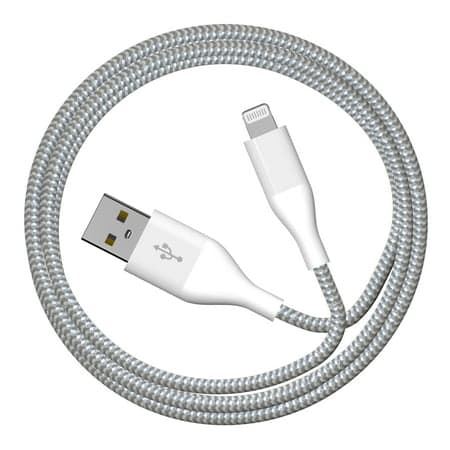 Auto Drive 6ft Lightning to USB-a Charging and Data Cable, Mfi Certificated, Braided, White
