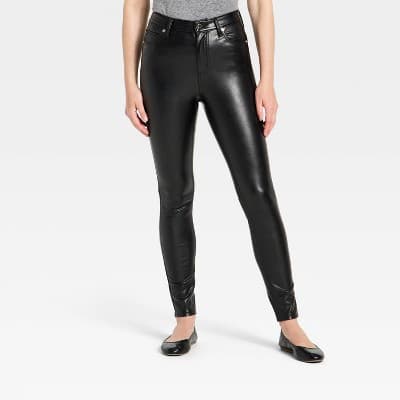 Women's Everyday High-Rise Skinny Faux Leather Pants - Universal Thread™ Black 8