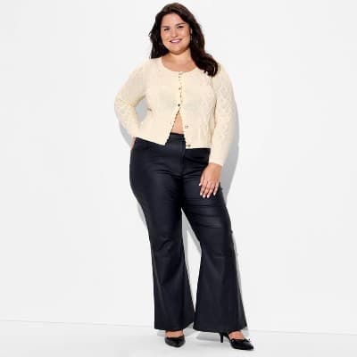 Women's Heart Cable Cardigan - Wild Fable™ Off-White 1X