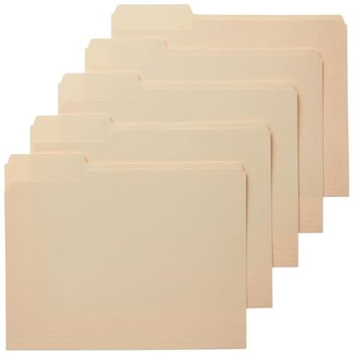 100-Pack Amazon Basics Manila File Folders, 50% Off