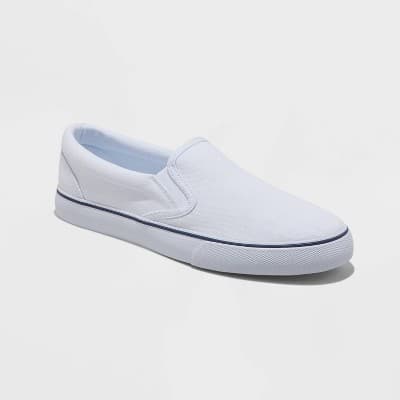 Men's Phillip Twin Gore Sneakers - Goodfellow & Co™ White 10: Padded Collar, Round Toe, Low Top