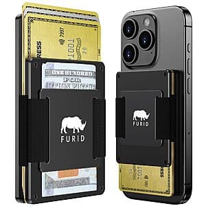 Furid Magnetic Card-Wallet w/ Cash Strap (Compatible w/ Apple MagSafe, Black) $7