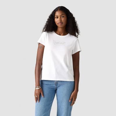 Levi's® Women's The Perfect T-Shirt - Rhinestone Logo White XXL