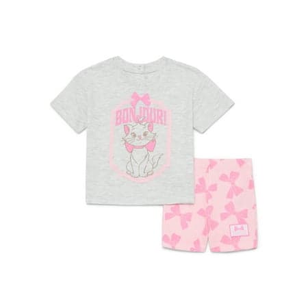 Disney Classics Marie Baby Girls Graphic Tee and Shorts Set, 2-Piece, Sizes 0/3M-24M