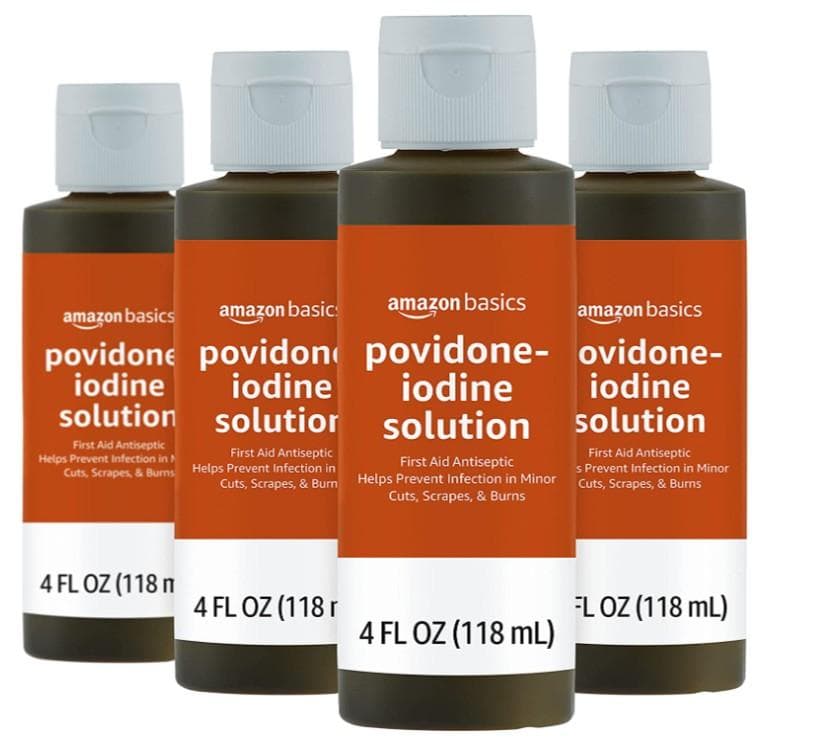 4-Pack Amazon Basics 10% Povidone Iodine First Aid Antiseptic (4oz bottles) Amazon