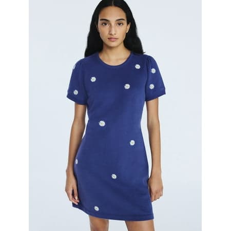 Free Assembly Women’s and Women's Plus Embroidered Mini Dress with Puff Sleeves, Sizes XS-4X