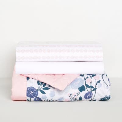 aden + anais Essentials Bedding Set - Flowers Bloom - 3pk: Cotton, Standard Crib/Toddler, Reversible