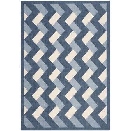 Safavieh Courtyard Kaius Chevron Indoor/Outdoor Area Rug, Navy/Beige, 5'3" x 7'7"