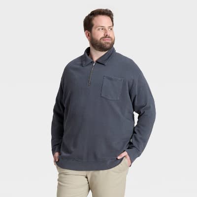 Men's Vintage 1/4 Zip Sweatshirt - Goodfellow & Co™ Dark Gray L