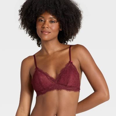Women's Lace Removeable Pad Bralette - Auden™ Berry Red L