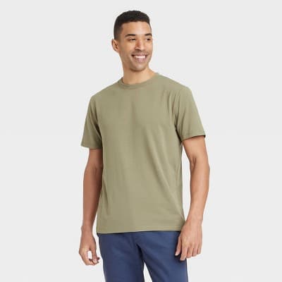 Men's Comfort Wear T-Shirt - Goodfellow & Co™ Olive Green XL: Cotton Modal Blend, Midweight, Pullover