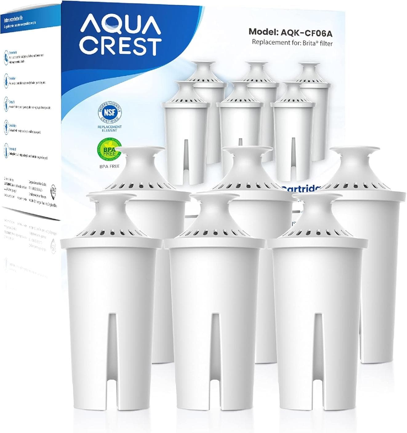 6-Pack AQUA CREST Brita Water Filter Replacements - 42% Off